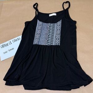 Altar'd State Black Embellished Sleeveless Camisole